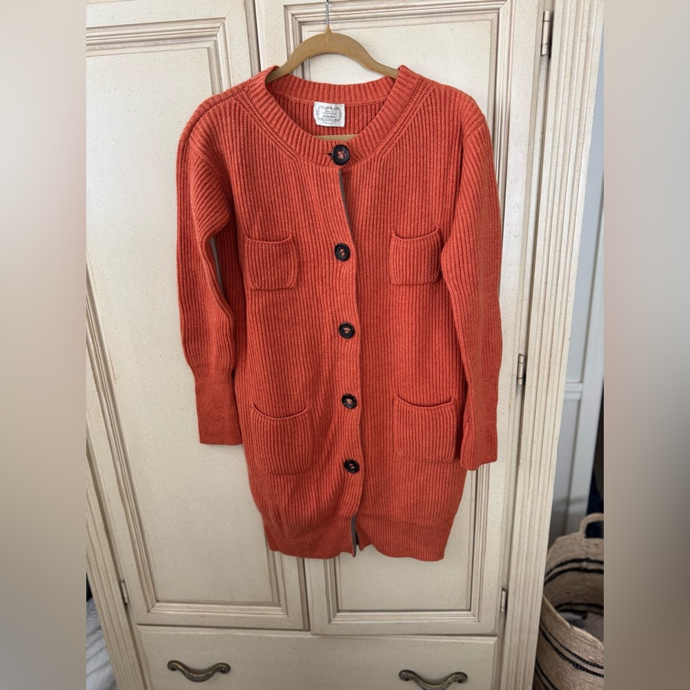 Orange Button-Up Cardigan